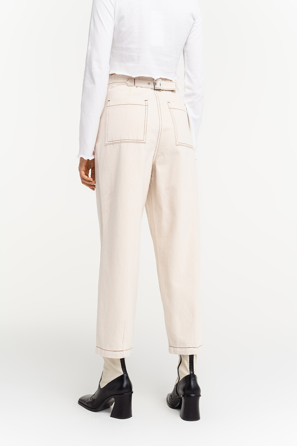 брюки джинсовые женские - цвет бежевый - 4