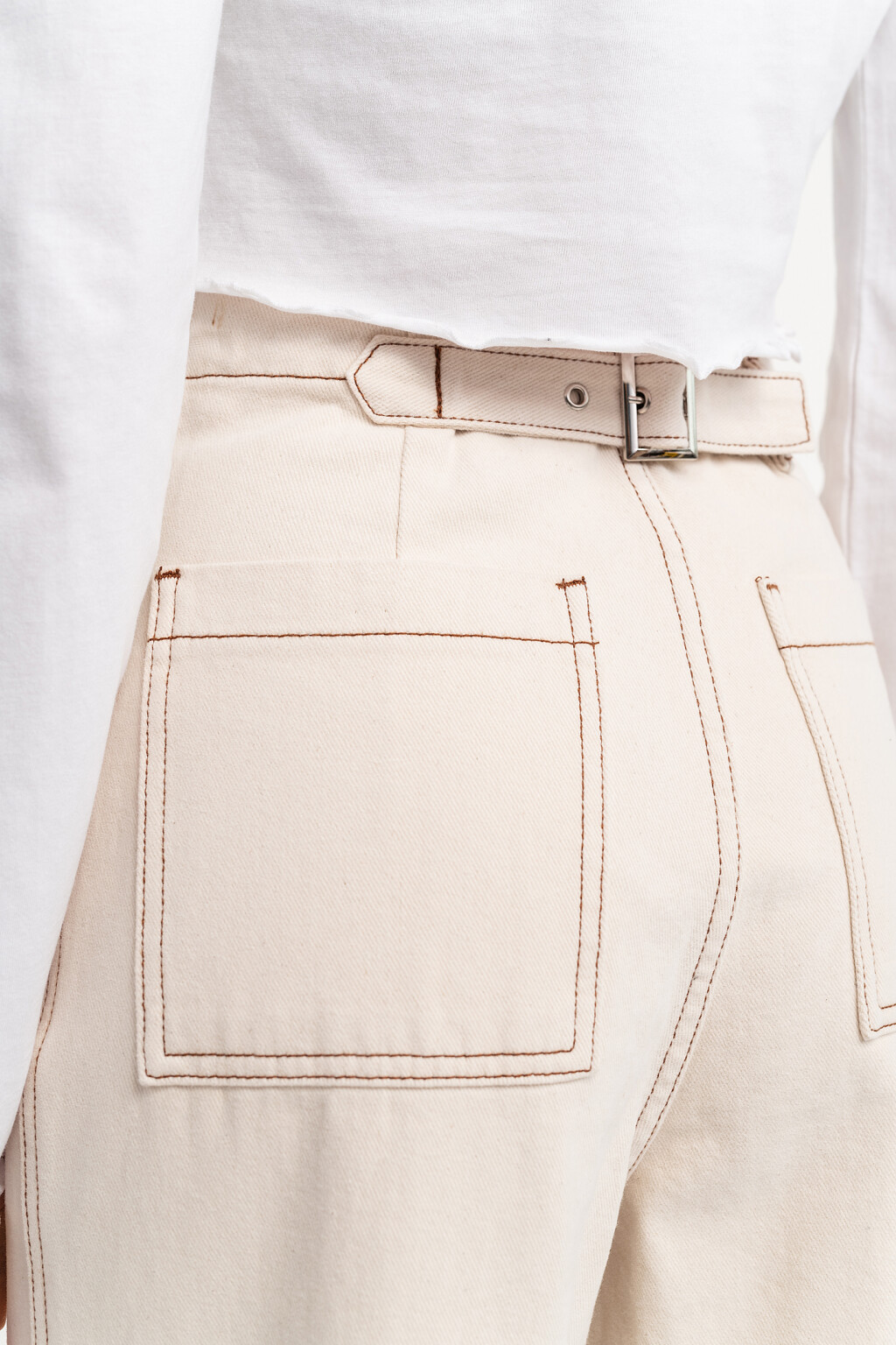 брюки джинсовые женские - цвет бежевый - 5