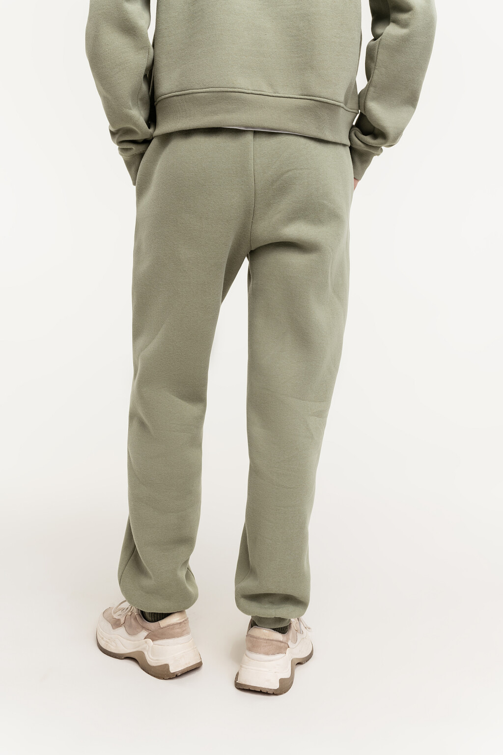 Брюки спортивные хлопковые с начесом - цвет зеленый - 4