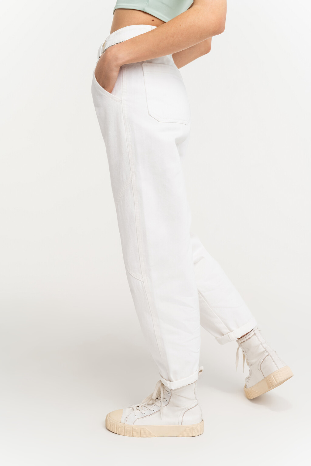 брюки джинсовые женские - цвет белый - 3