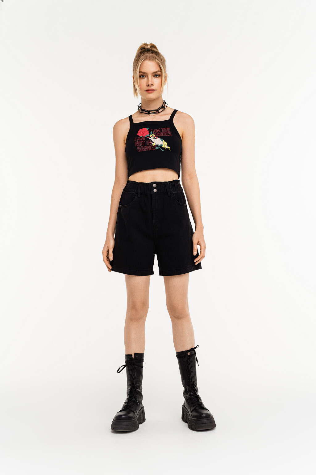 шорты джинсовые женские - цвет черный - 1