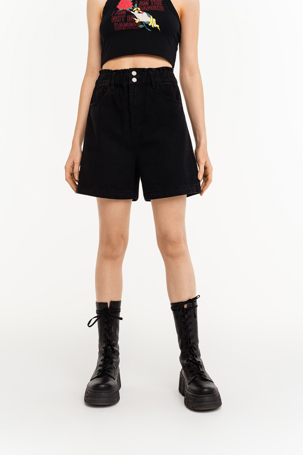 шорты джинсовые женские - цвет черный - 2