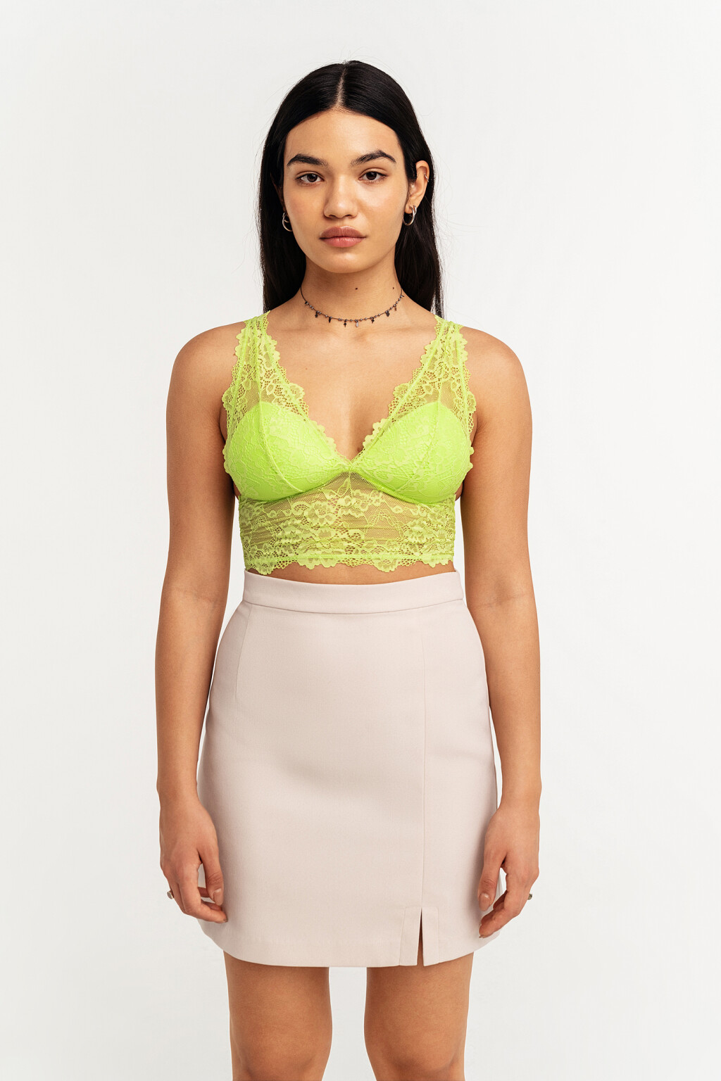 Бюстгальтер-бралетт кружевной - цвет зеленый - 1