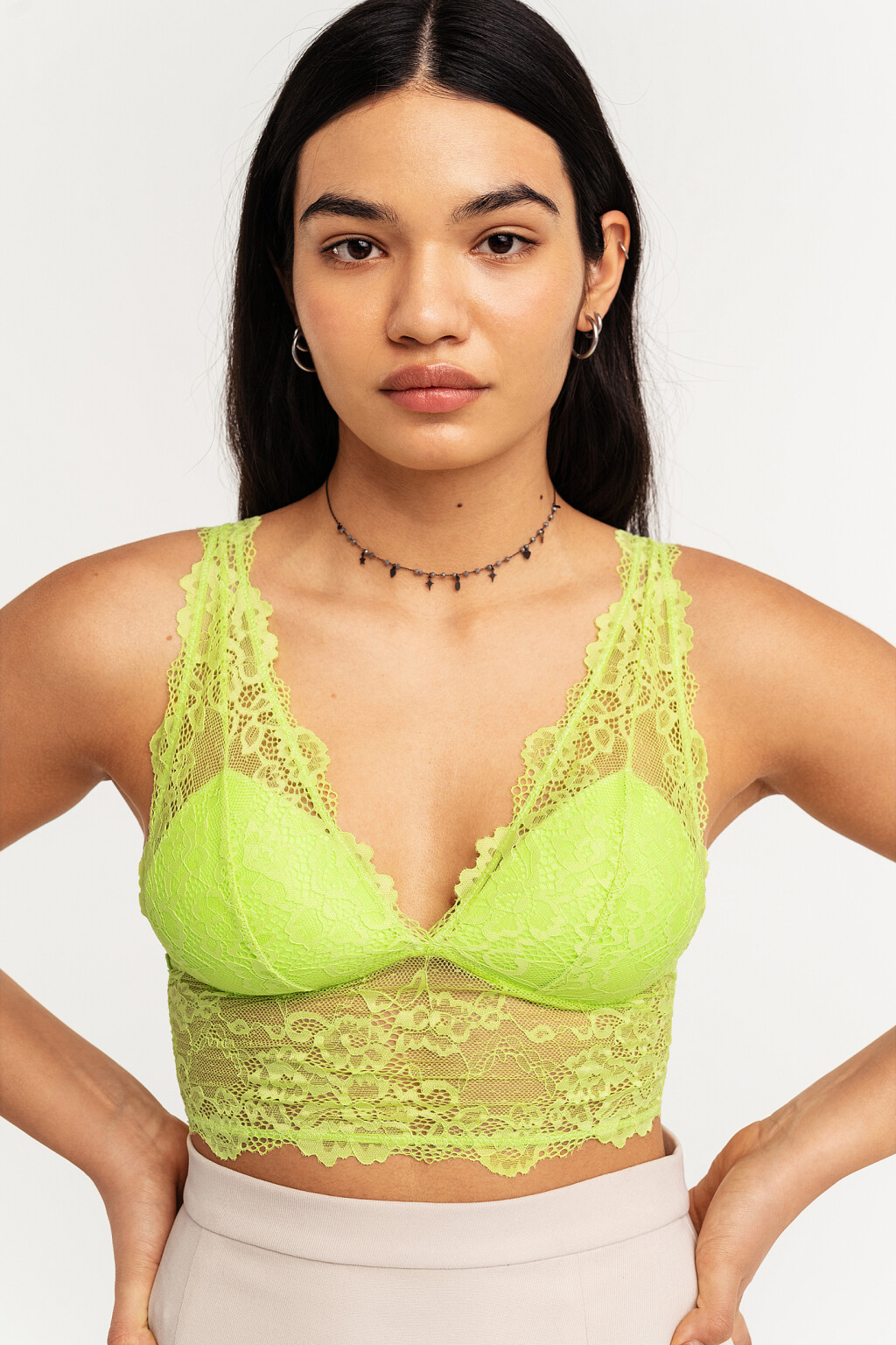 Бюстгальтер-бралетт кружевной - цвет зеленый - 2