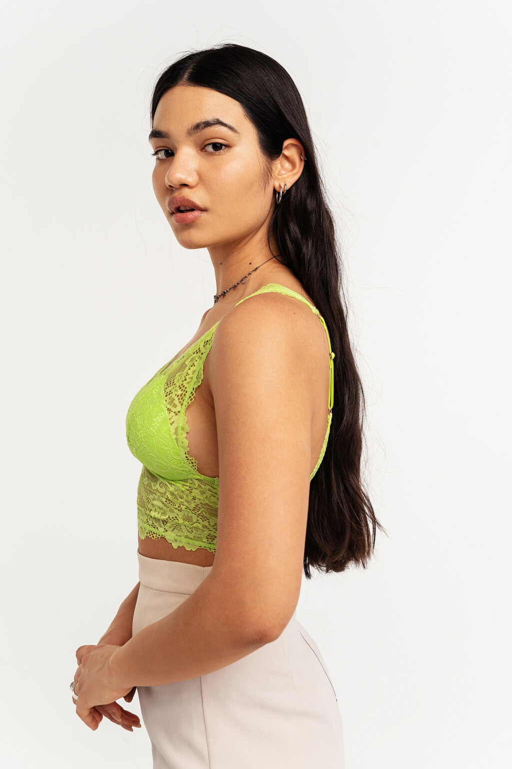 Бюстгальтер-бралетт кружевной - цвет зеленый - 3