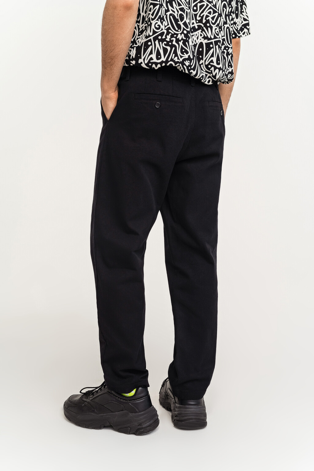 Брюки-чиносы широкие хлопковые - цвет черный - 4