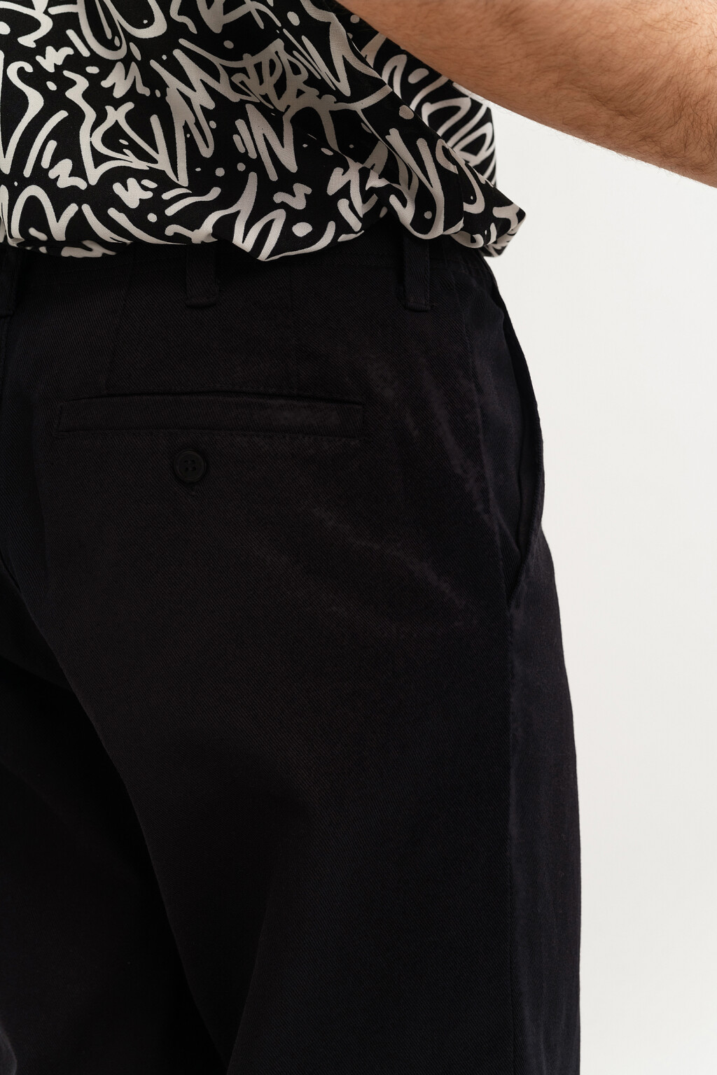 Брюки-чиносы широкие хлопковые - цвет черный - 5