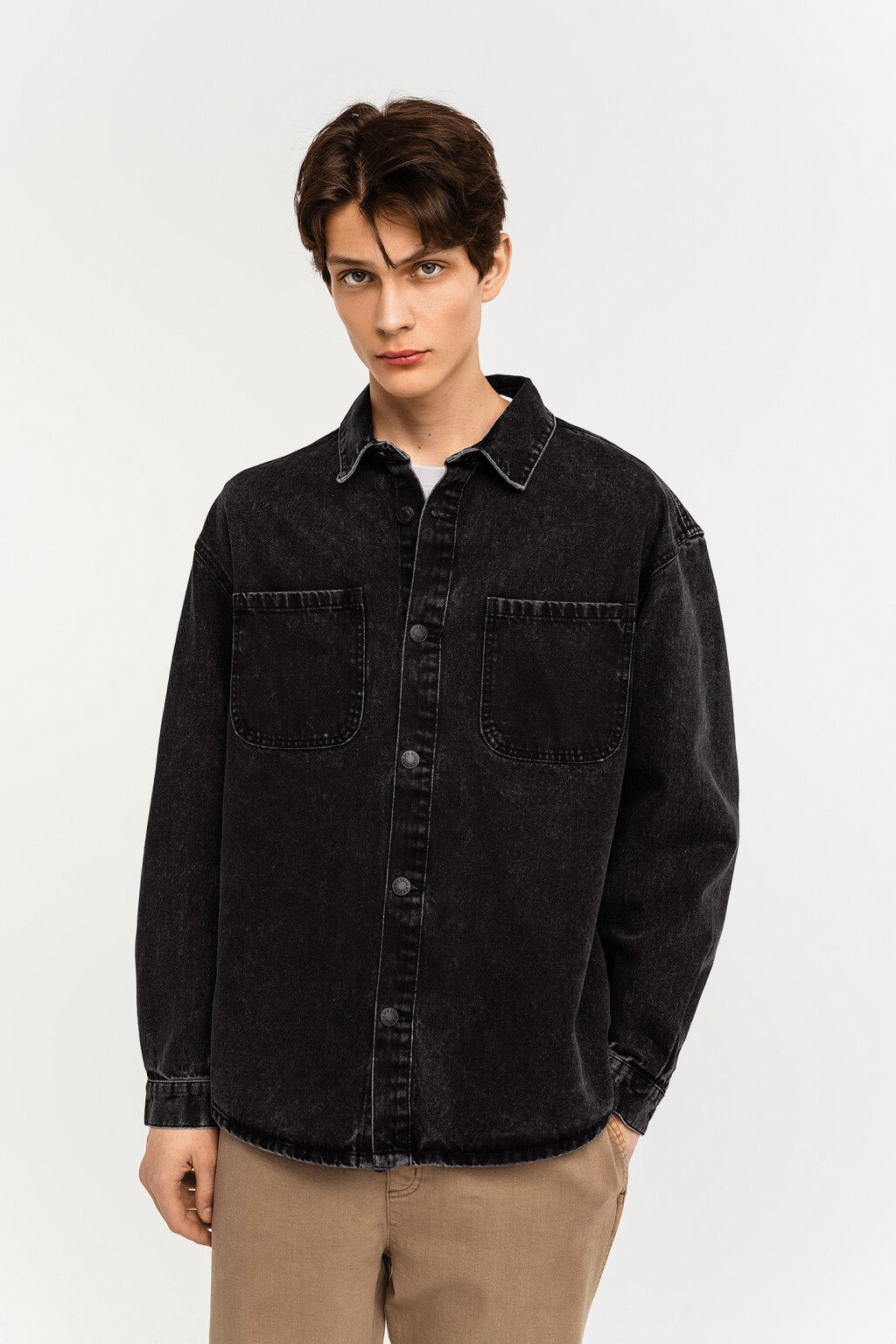 верхняя сорочка джинсовая мужская - цвет черный - 2