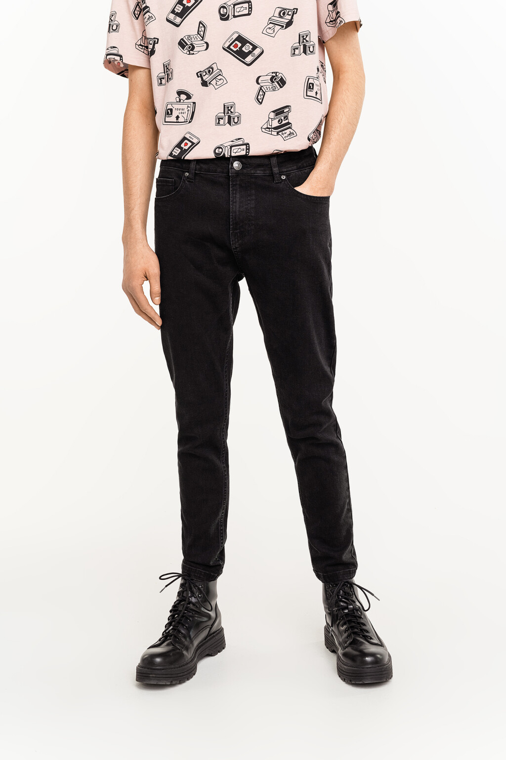 брюки джинсовые мужские - цвет черный - 2