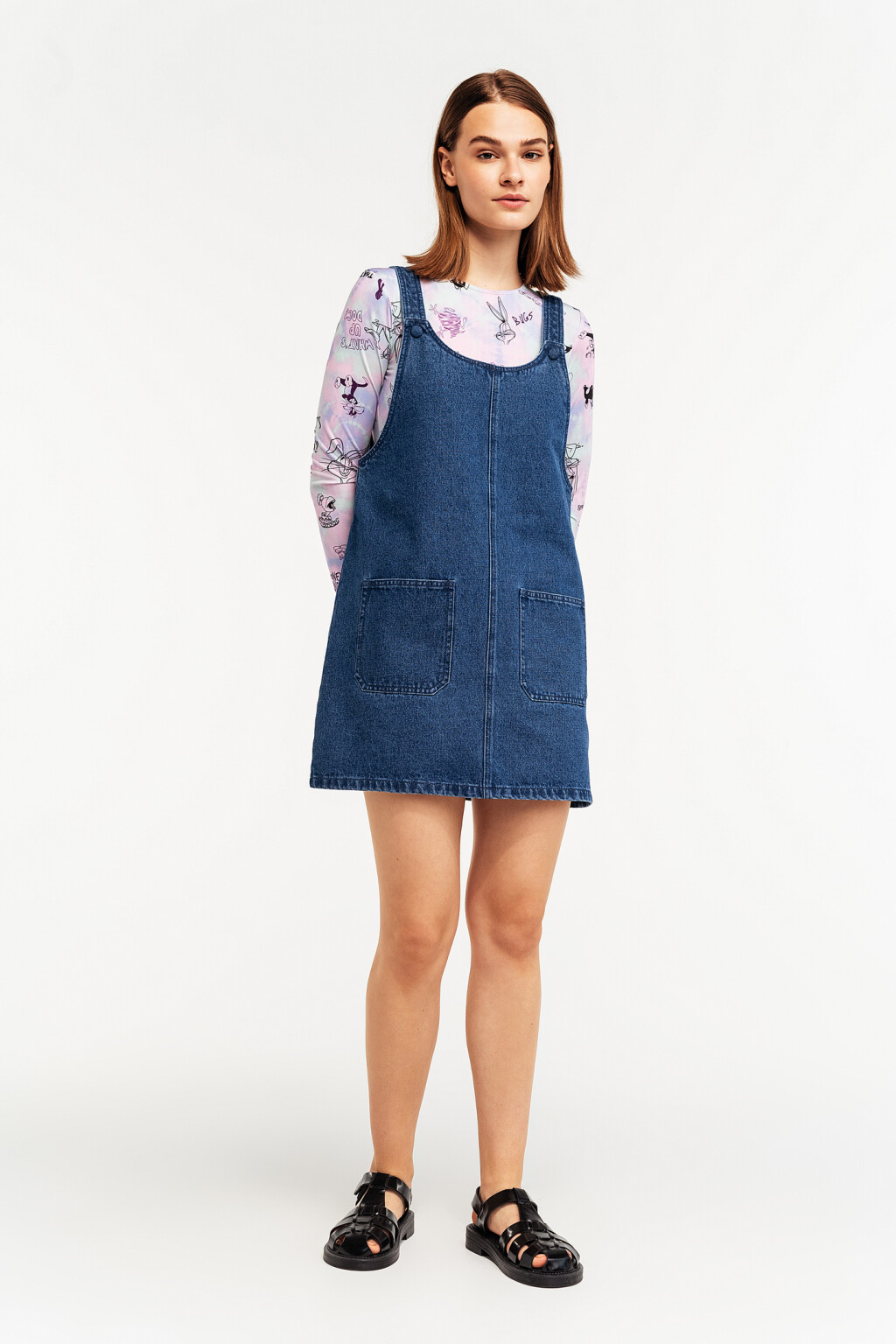 Сарафан джинсовый мини - цвет голубой - 1