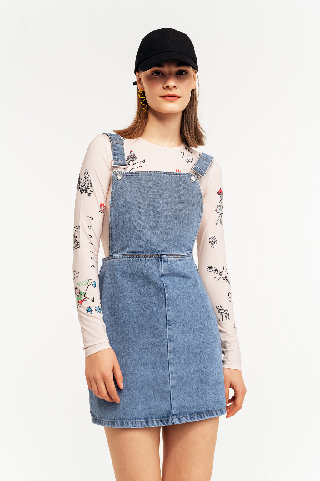 Сарафан джинсовый на широких бретелях - цвет голубой - 2