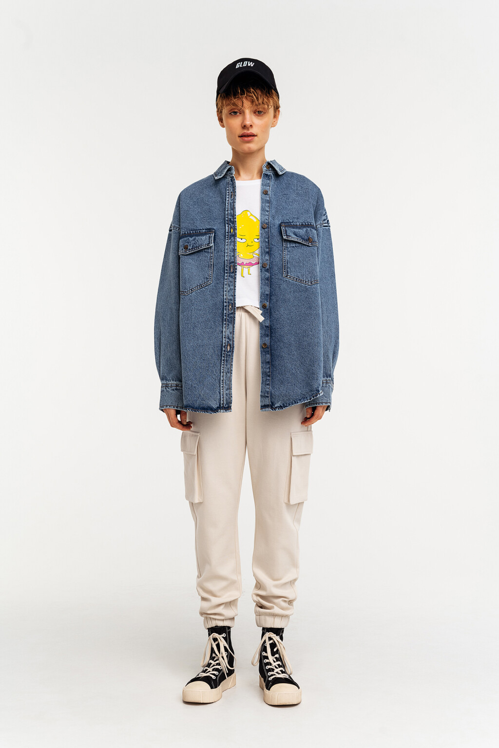 рубашка джинсовая oversize - цвет голубой - 1