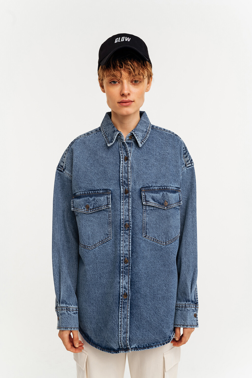 рубашка джинсовая oversize - цвет голубой - 2