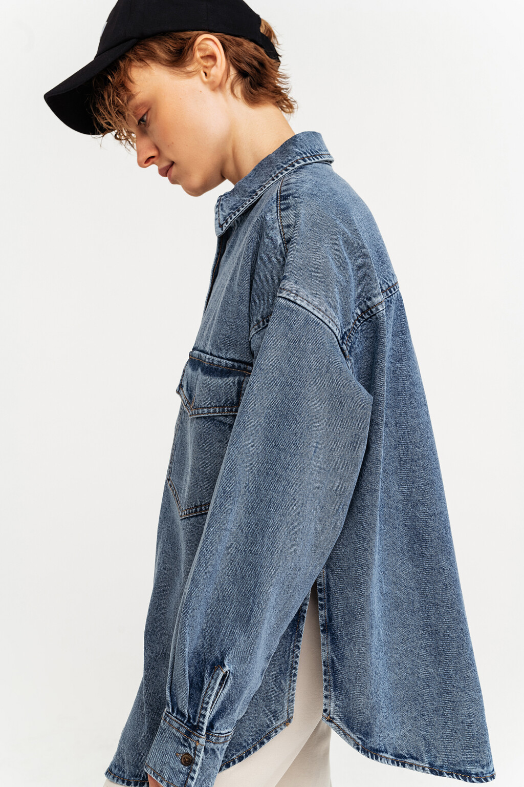 рубашка джинсовая oversize - цвет голубой - 3