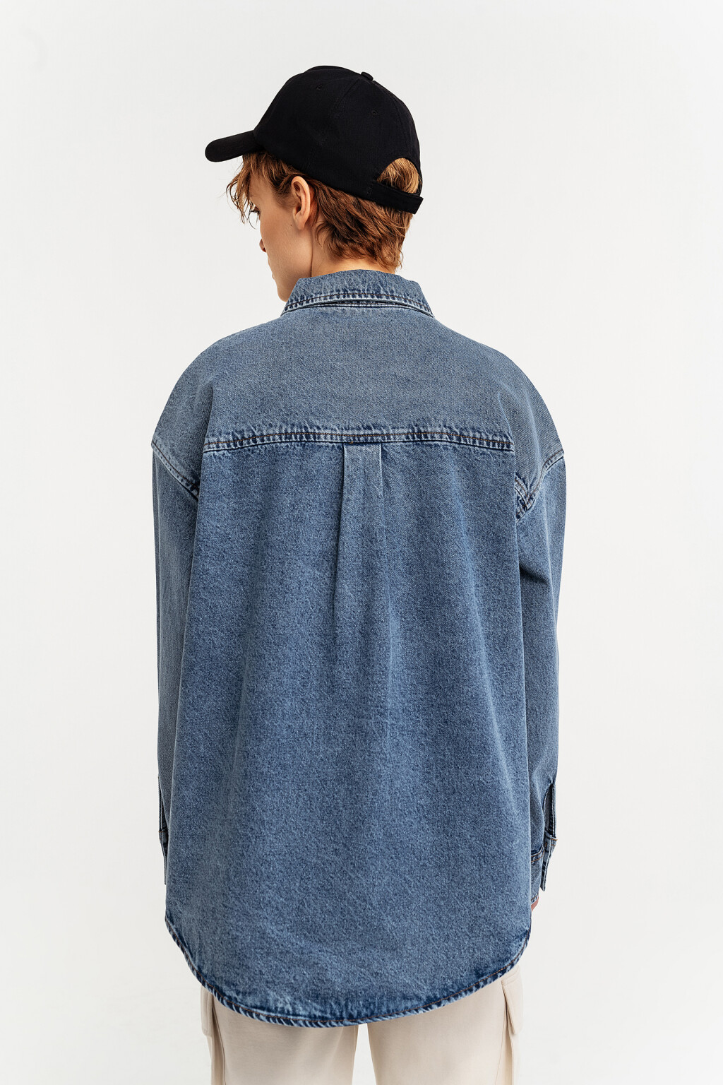 рубашка джинсовая oversize - цвет голубой - 4