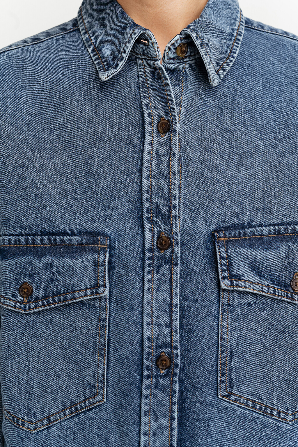 рубашка джинсовая oversize - цвет голубой - 5