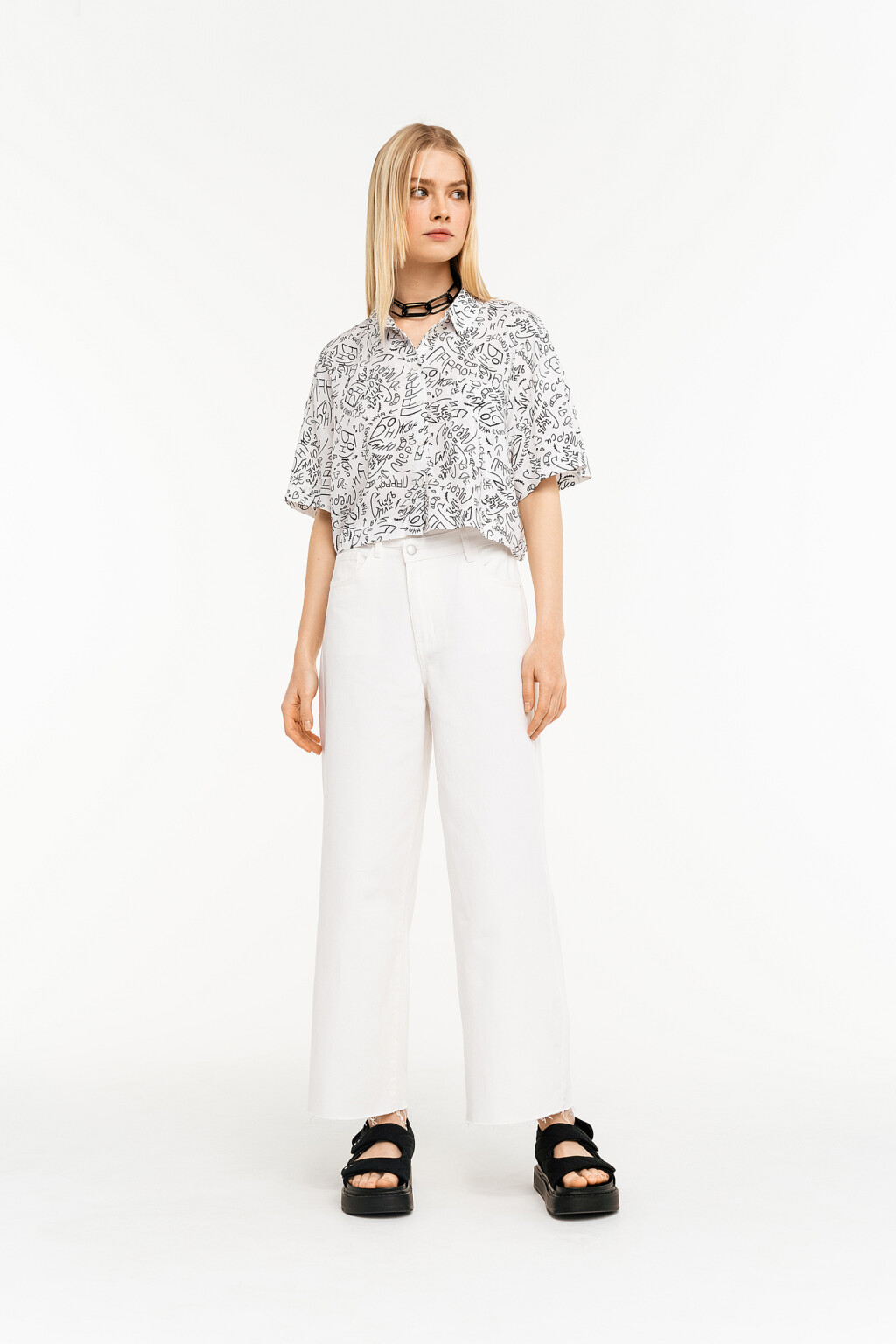 брюки джинсовые женские - цвет белый - 1