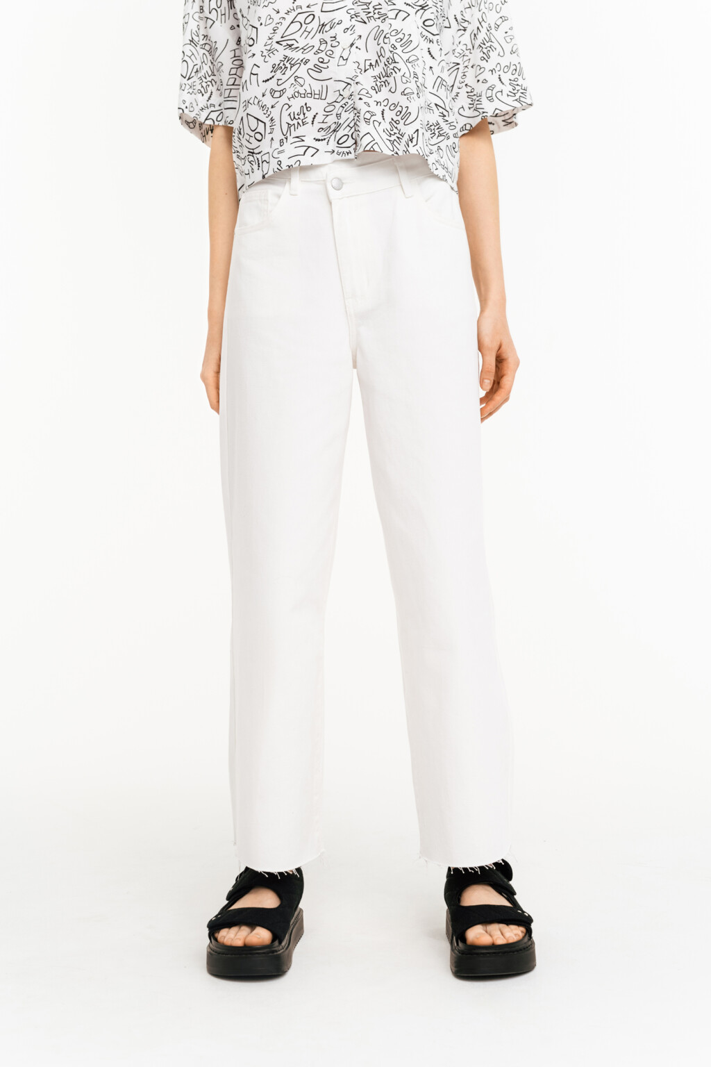 брюки джинсовые женские - цвет белый - 2