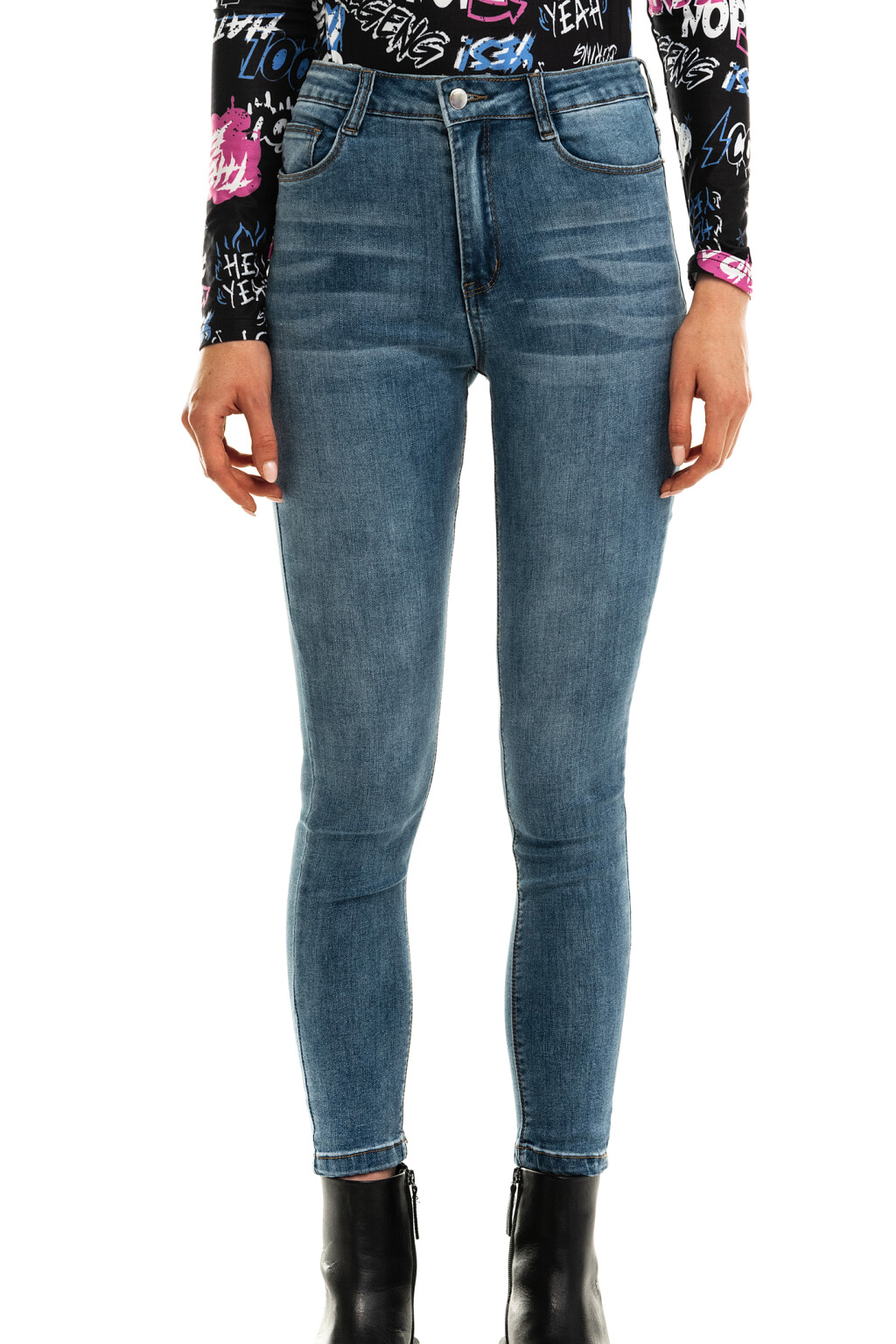 Джинсы skinny с высокой посадкой - цвет голубой - 6