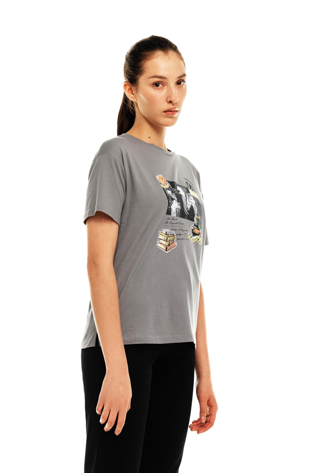 Футболка хлопковая с принтом гарри поттер - цвет серый - 3