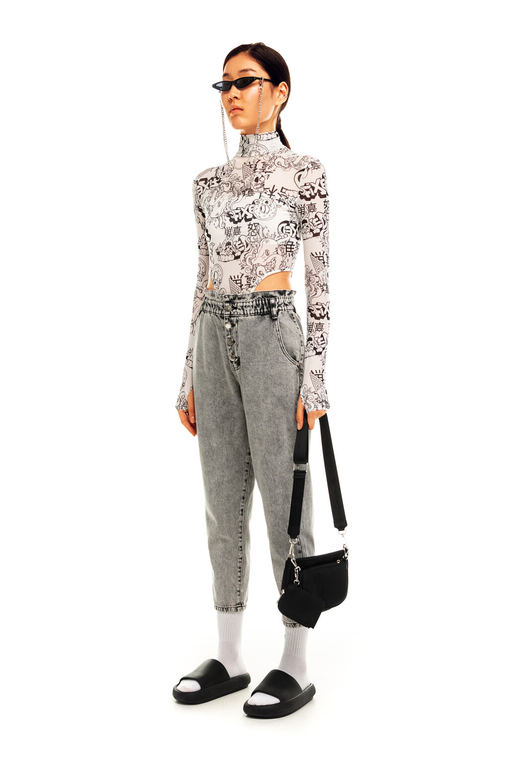 брюки джинсовые женские - цвет серый - 4