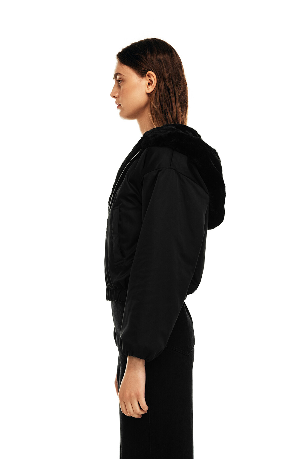 Куртка двухсторонняя с подкладкой из искусственного меха - цвет черный - 3