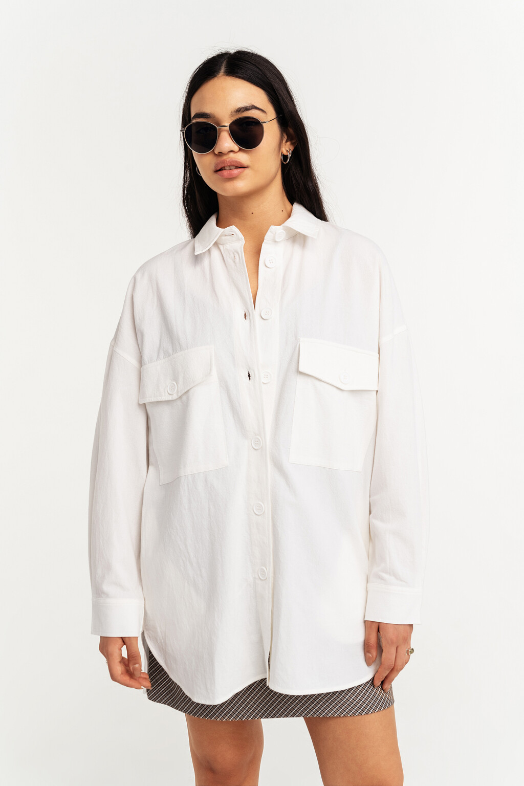 рубашка хлопковая oversize - цвет белый - 2