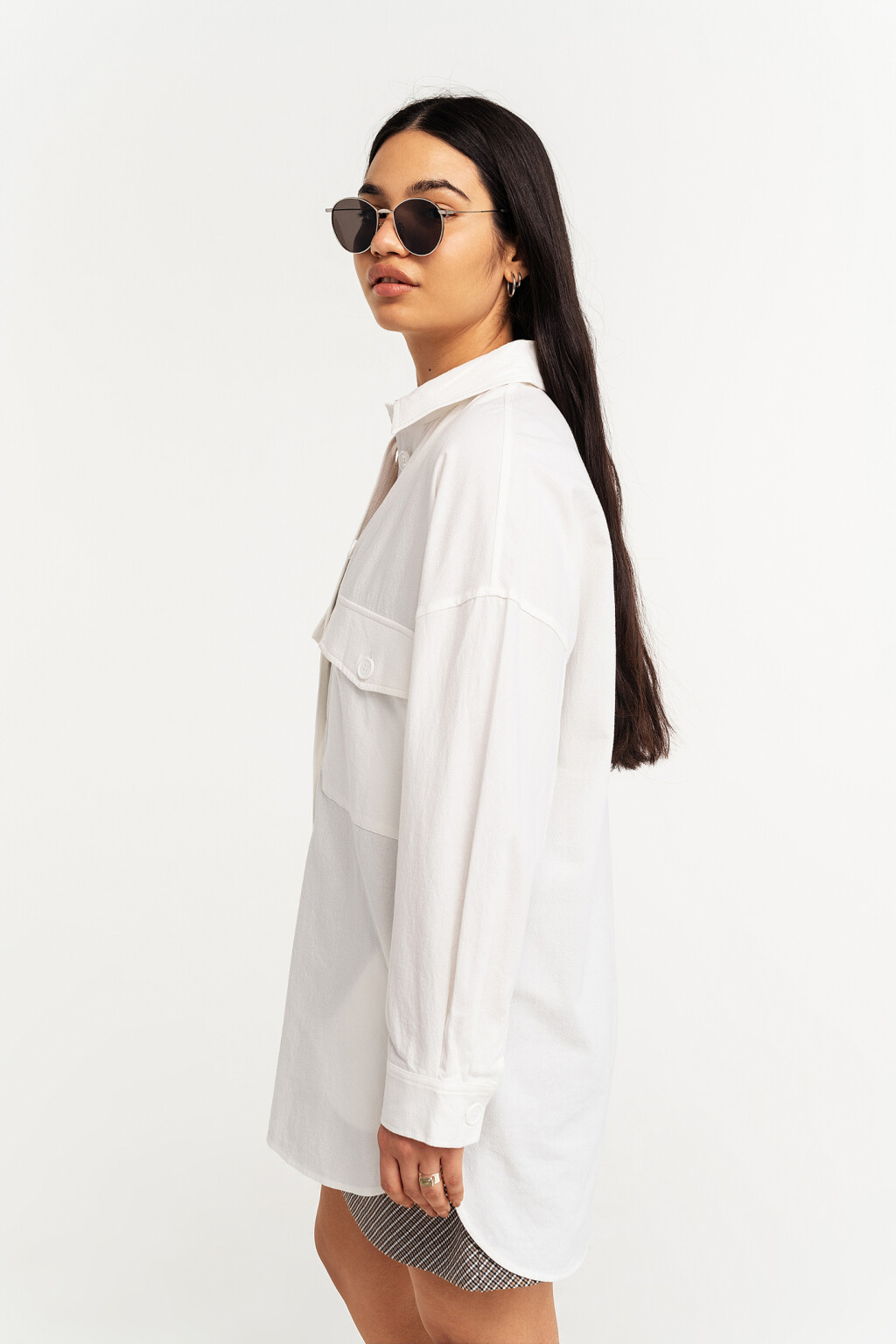 рубашка хлопковая oversize - цвет белый - 3