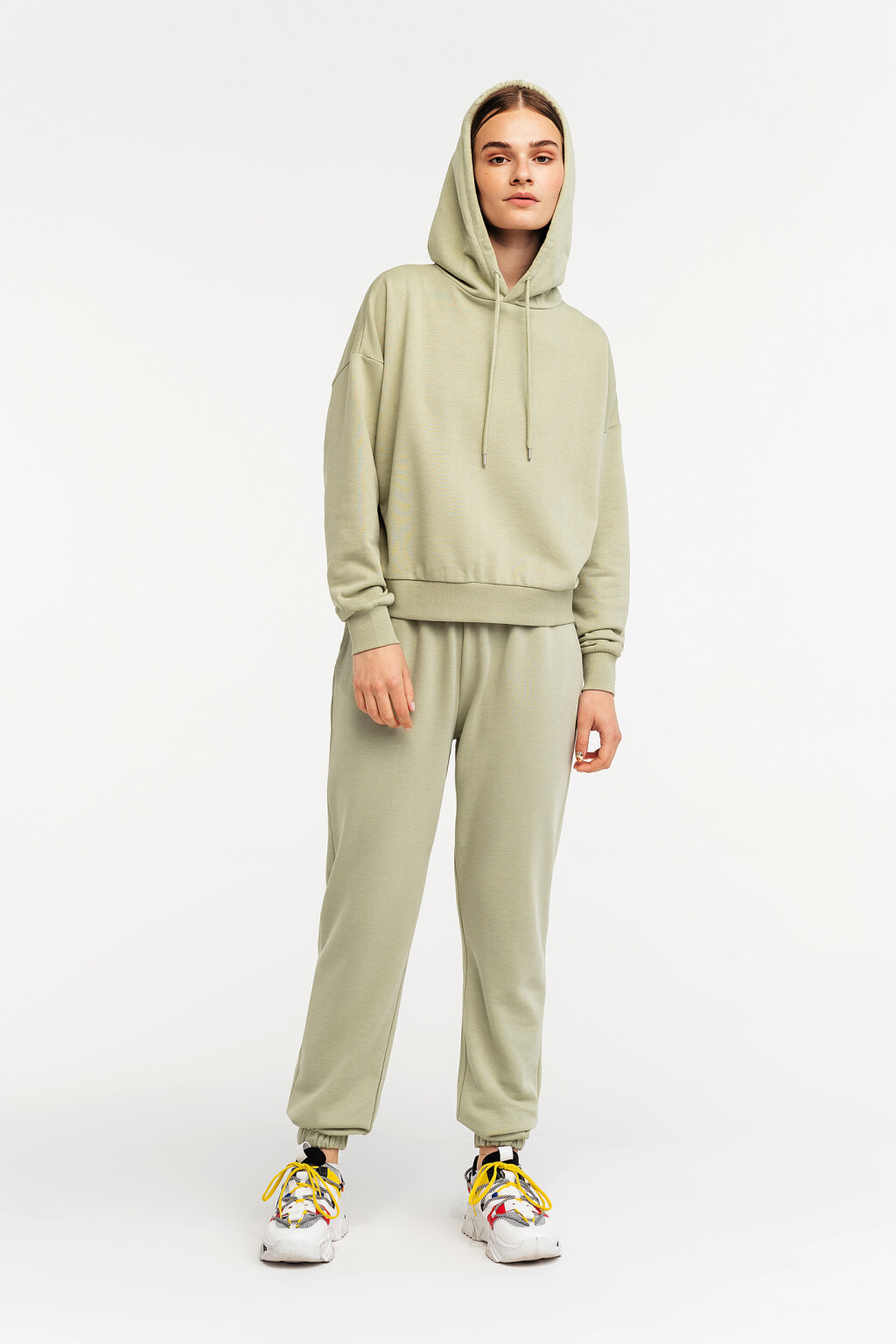 худи хлопковая oversize - цвет зеленый - 1