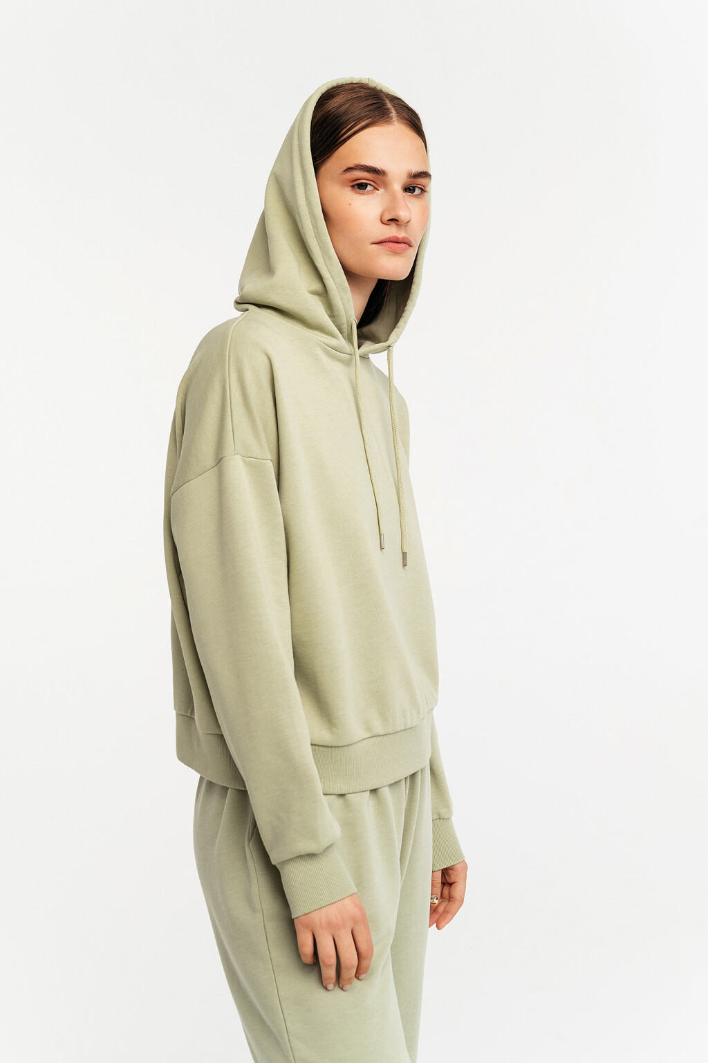 худи хлопковая oversize - цвет зеленый - 3