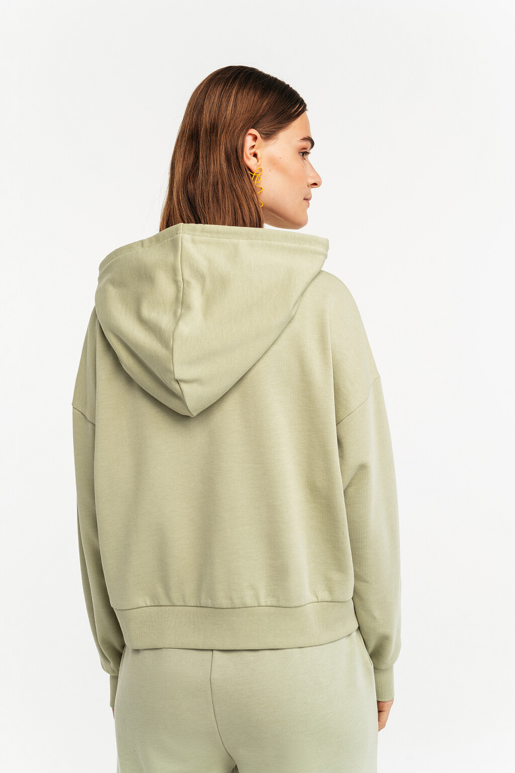 худи хлопковая oversize - цвет зеленый - 4