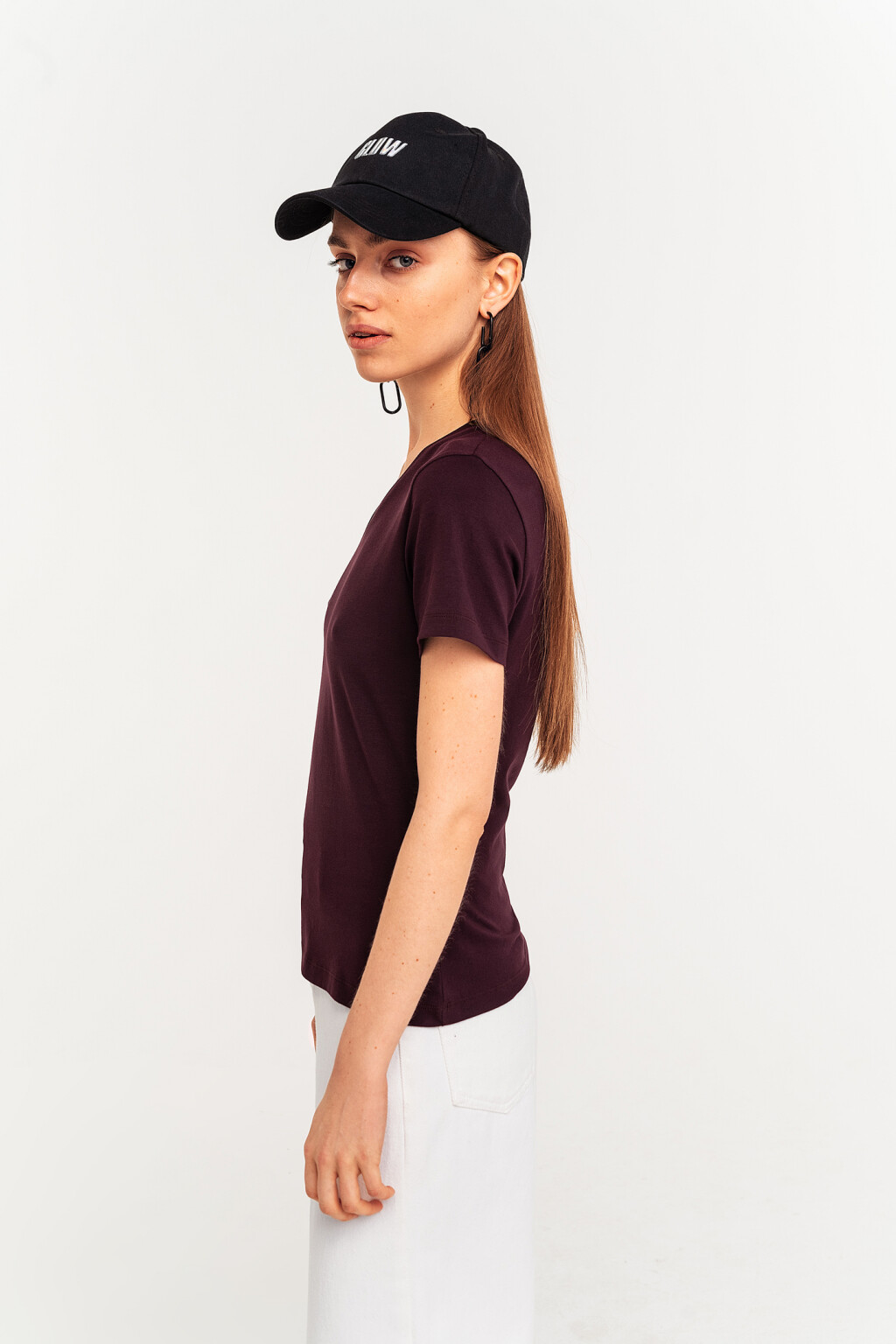 Футболка хлопковая с v-образным вырезом - цвет фиолетовый - 3