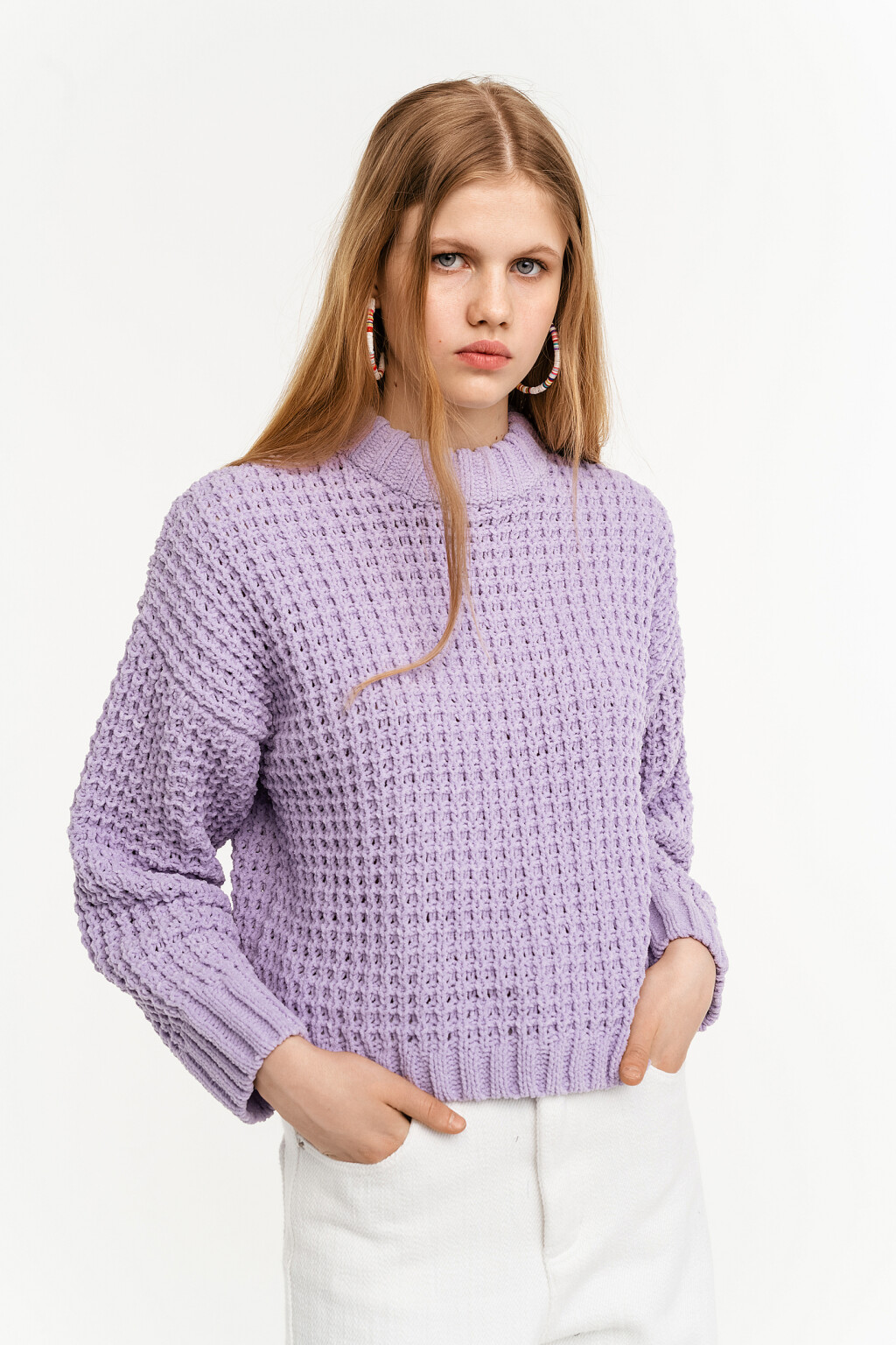 свитер женский - цвет сиреневый - 2
