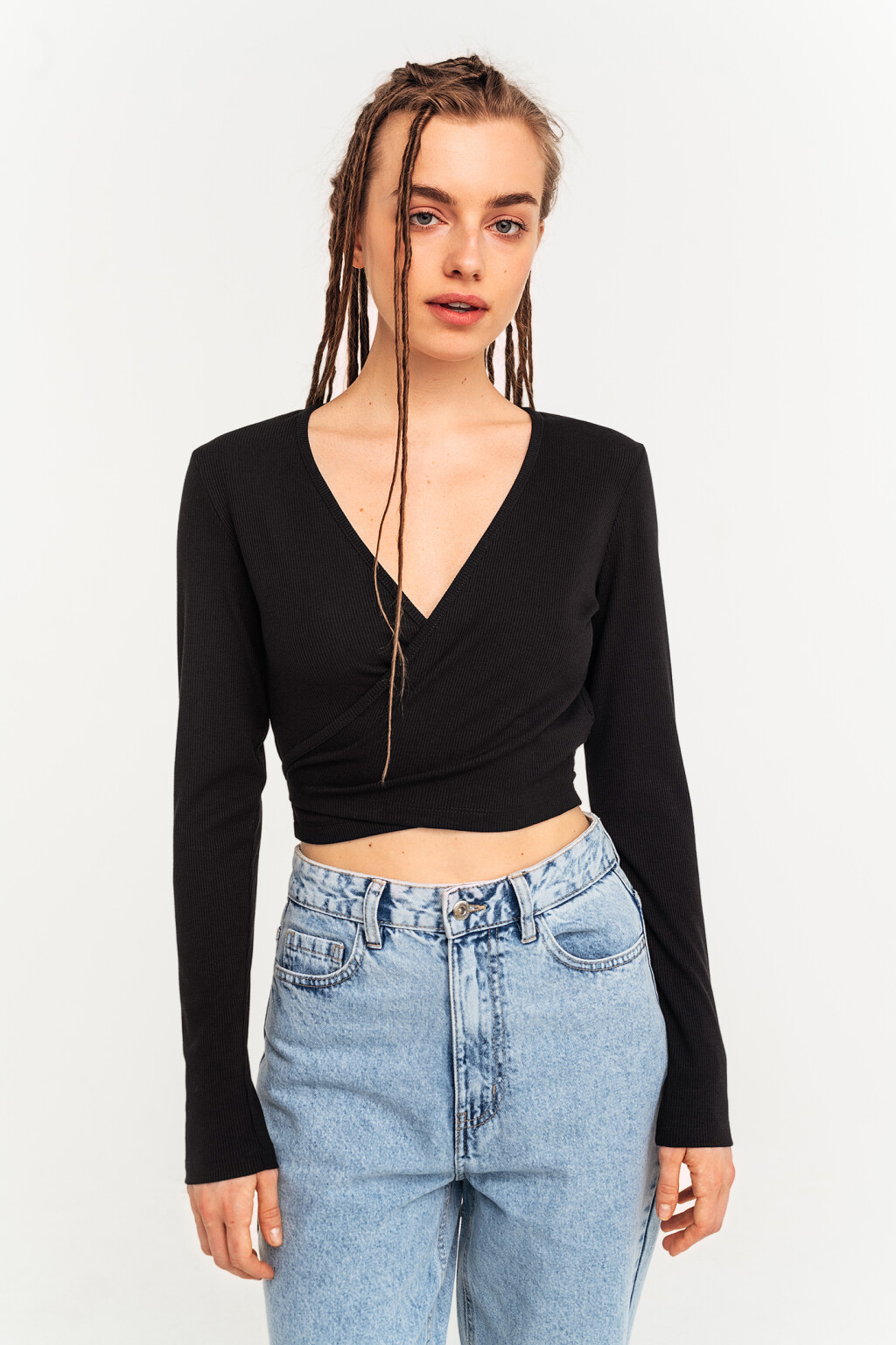 блузка женская - цвет черный - 2