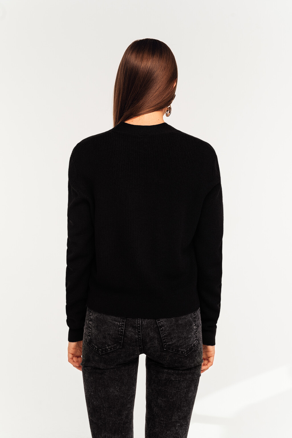 кардиган на пуговицах с v-образным вырезом - цвет черный - 4