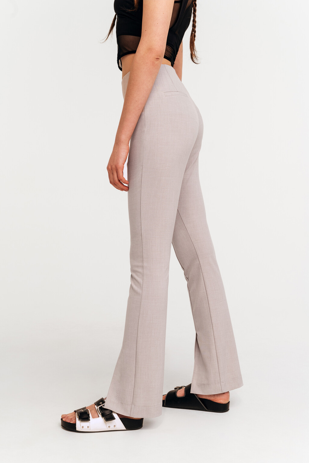 брюки облегающие с разрезами спереди - цвет бежевый - 3