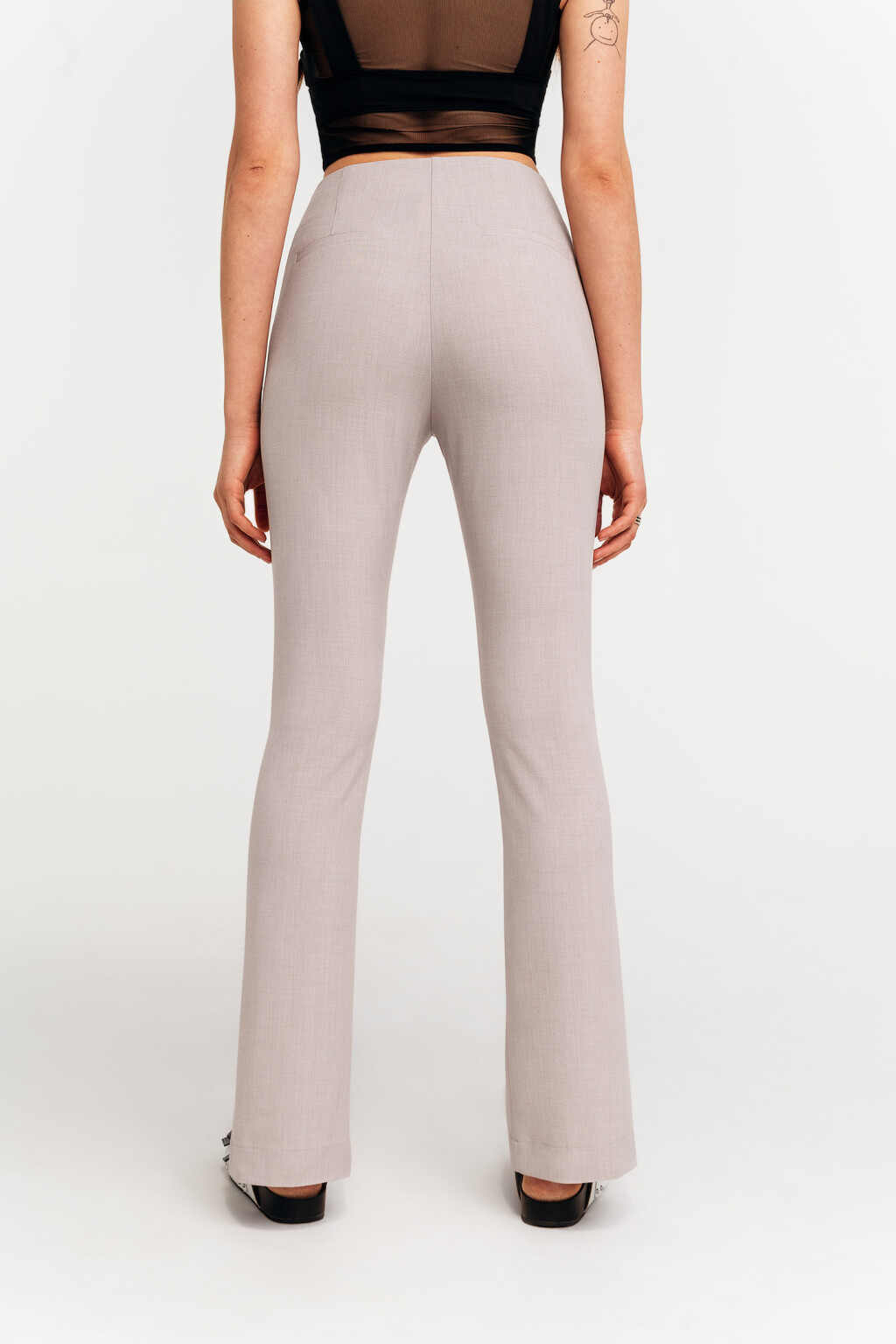 брюки облегающие с разрезами спереди - цвет бежевый - 4