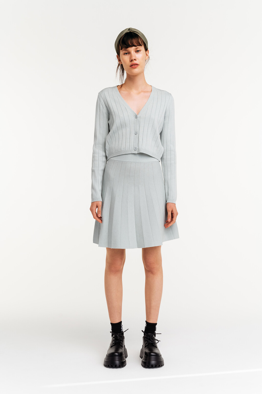 кардиган укороченный на пуговицах - цвет голубой - 1