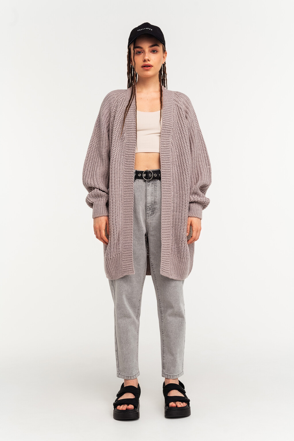 кардиган oversize крупной вязки - цвет коричневый - 1