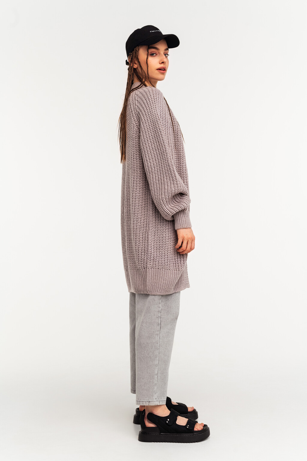 кардиган oversize крупной вязки - цвет коричневый - 2