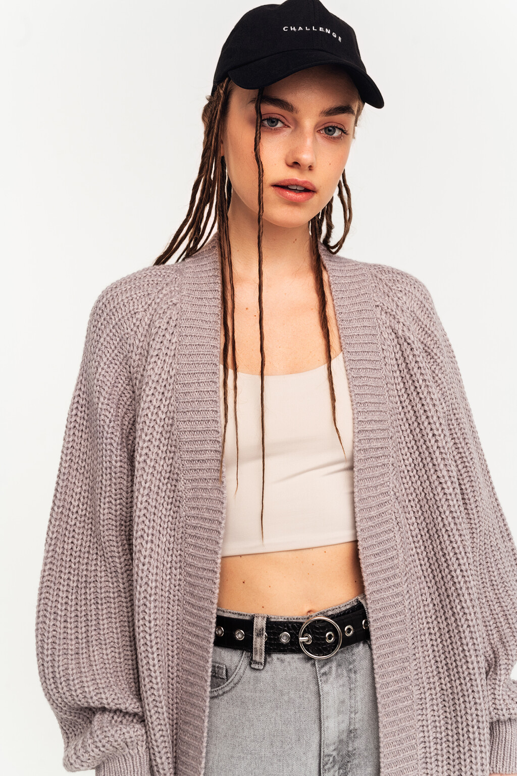 кардиган oversize крупной вязки - цвет коричневый - 4