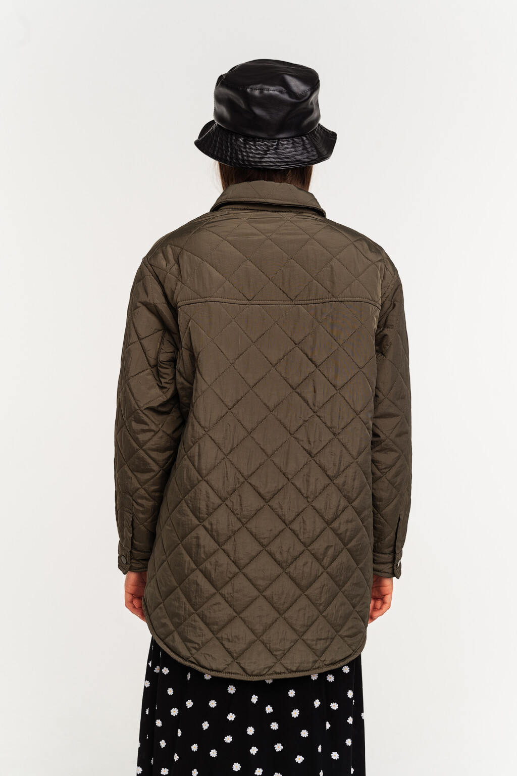 куртка-рубашка стеганая на кнопках - цвет зеленый - 4