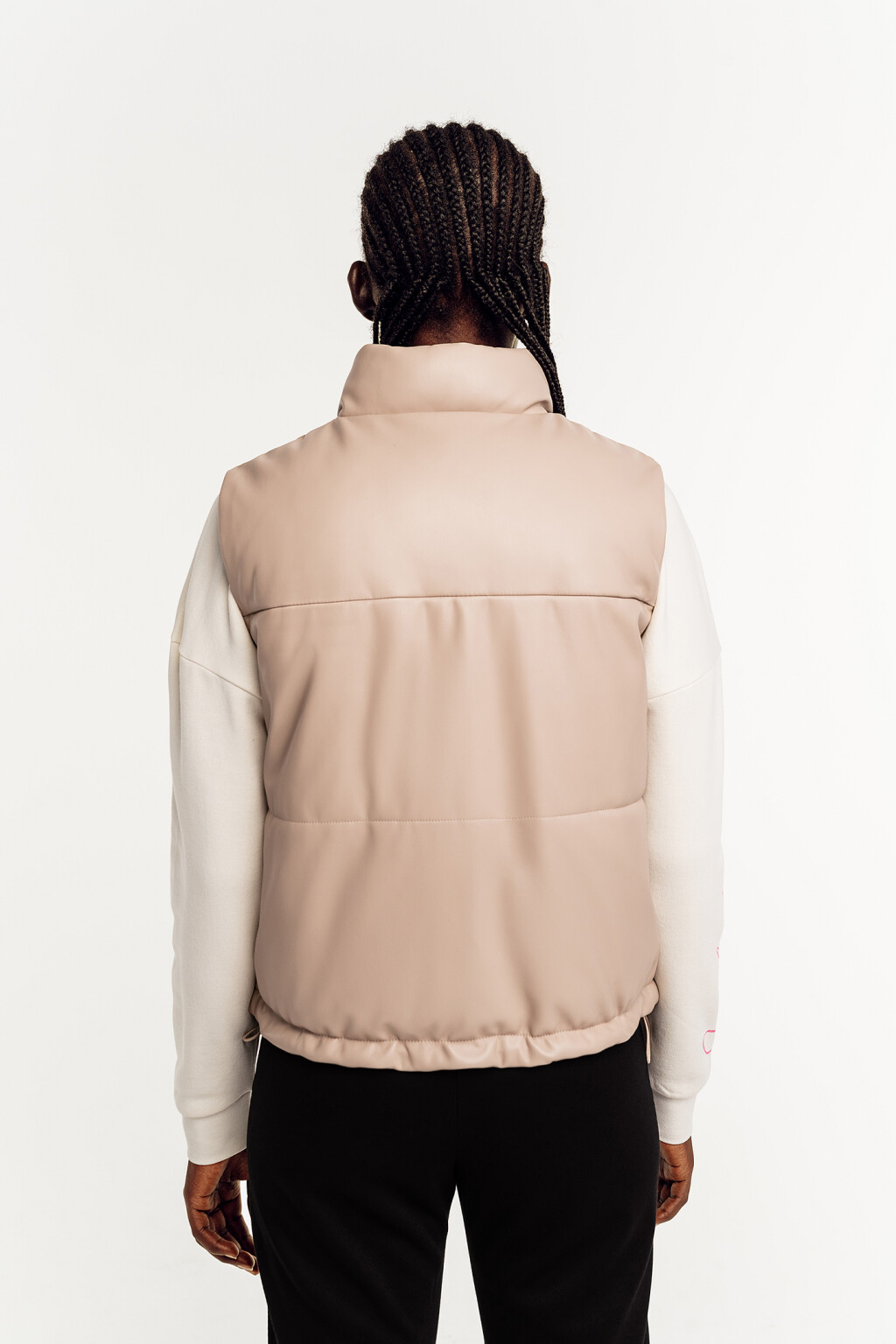 Жилет утепленный из искусственной кожи - цвет бежевый - 4