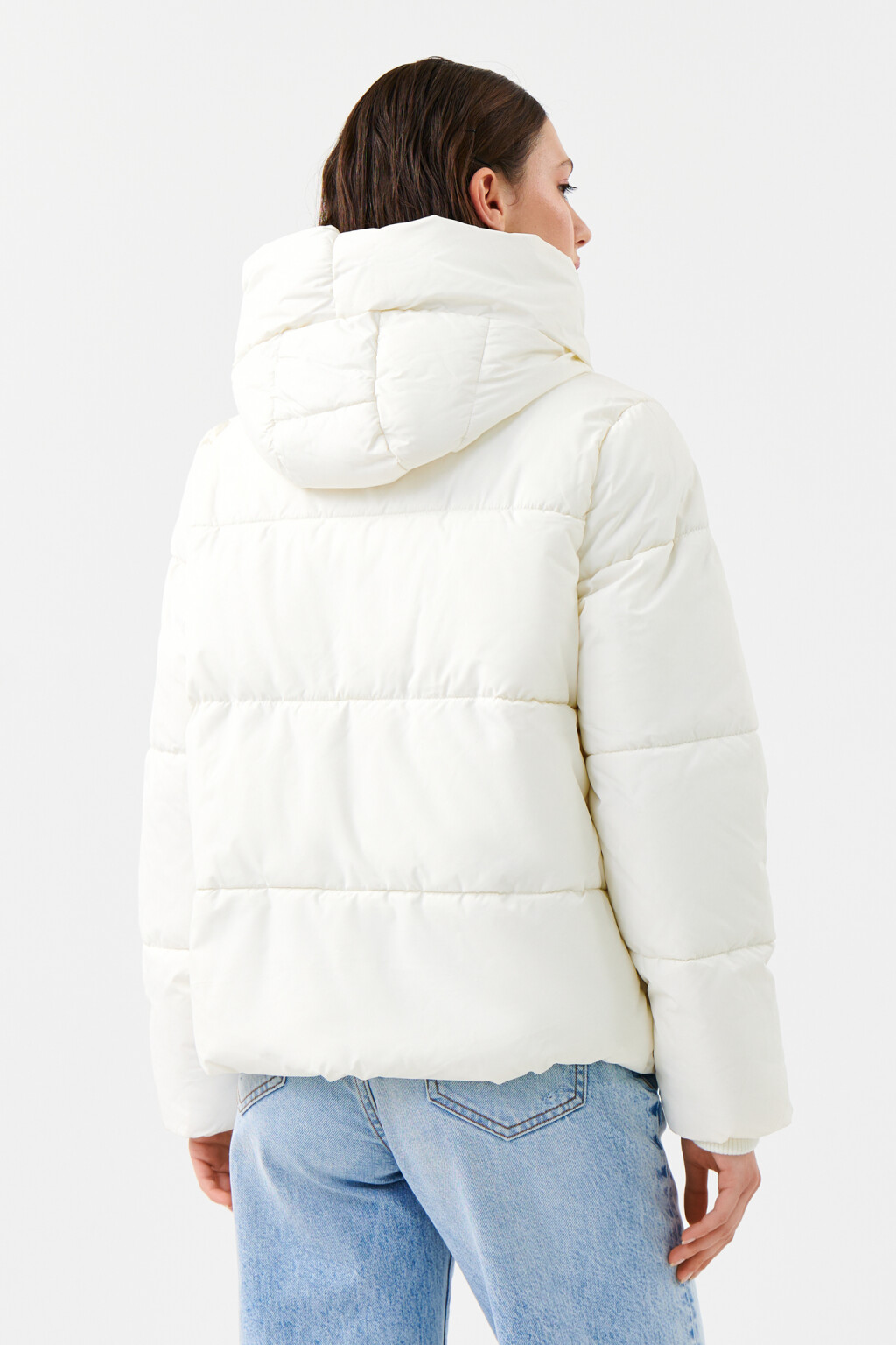 Пуховик укороченный стеганый - цвет молочный - 3