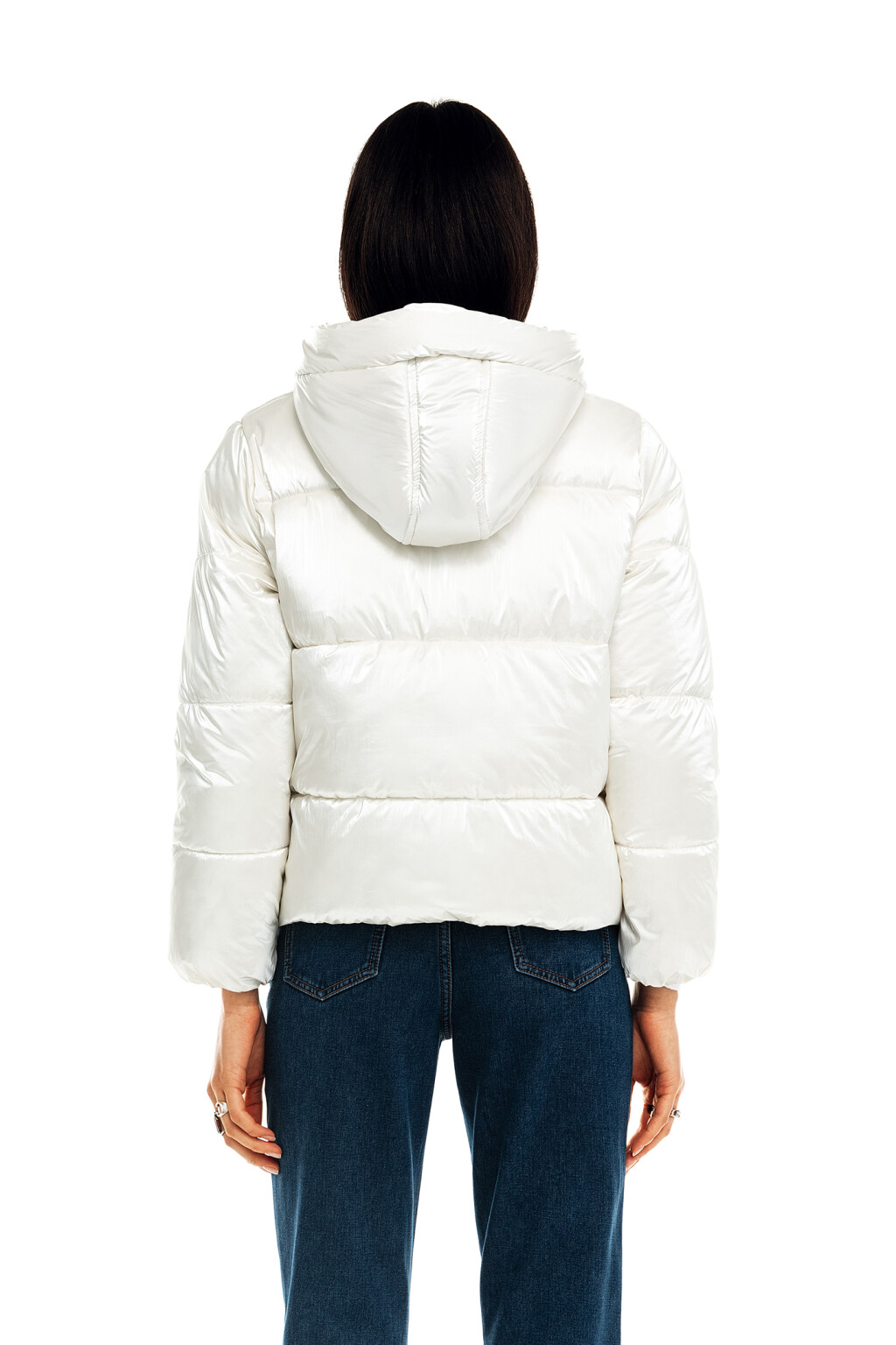 Куртка стеганая из блестящей ткани - цвет белый - 2