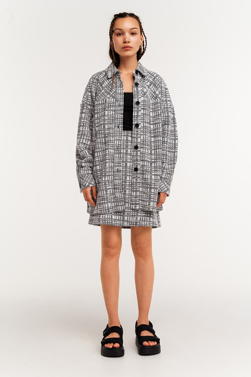 куртка-рубашка oversize из твида - цвет мультиколор - 1