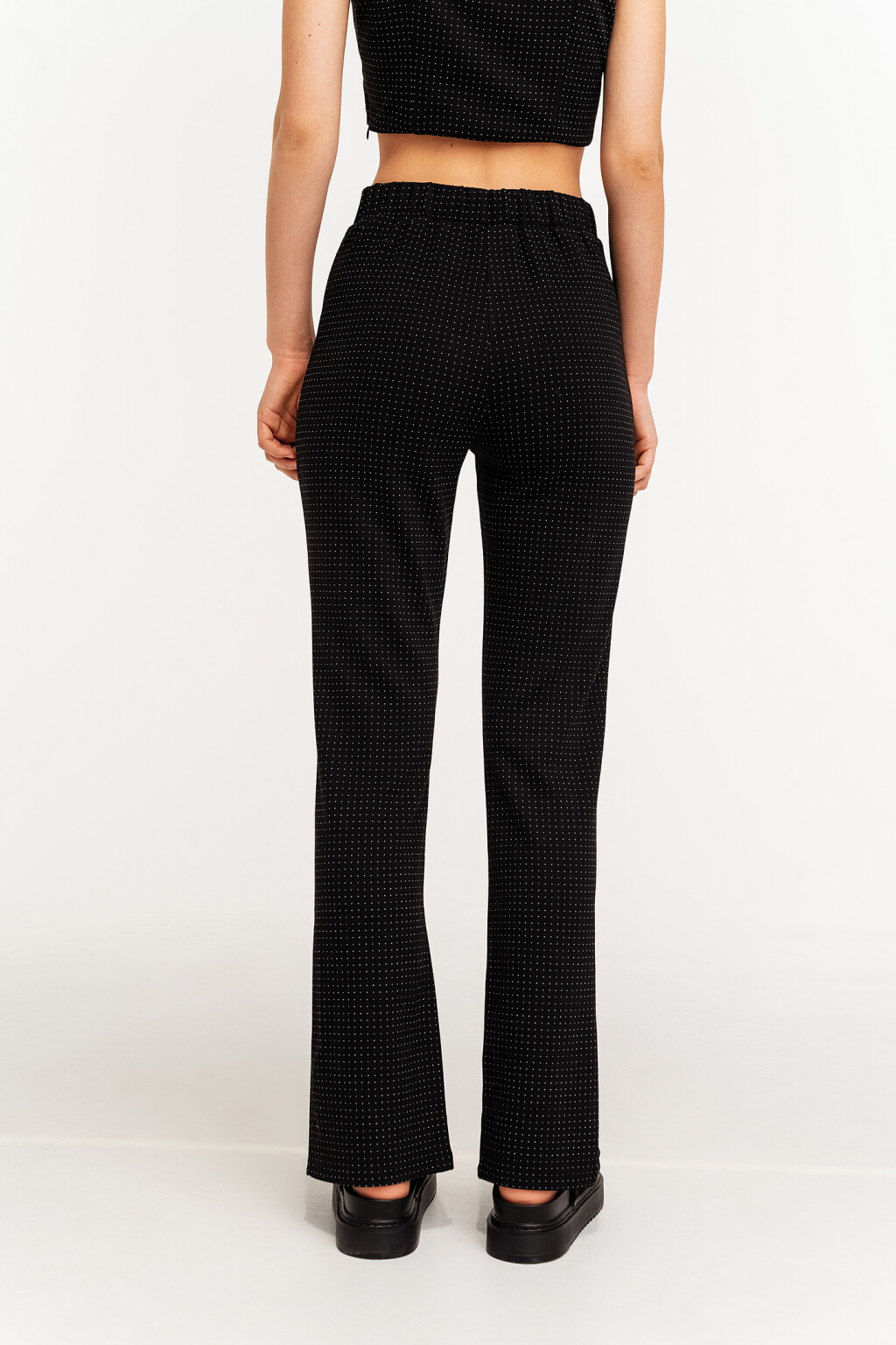 брюки трикотажные с разрезами внизу - цвет черный - 4