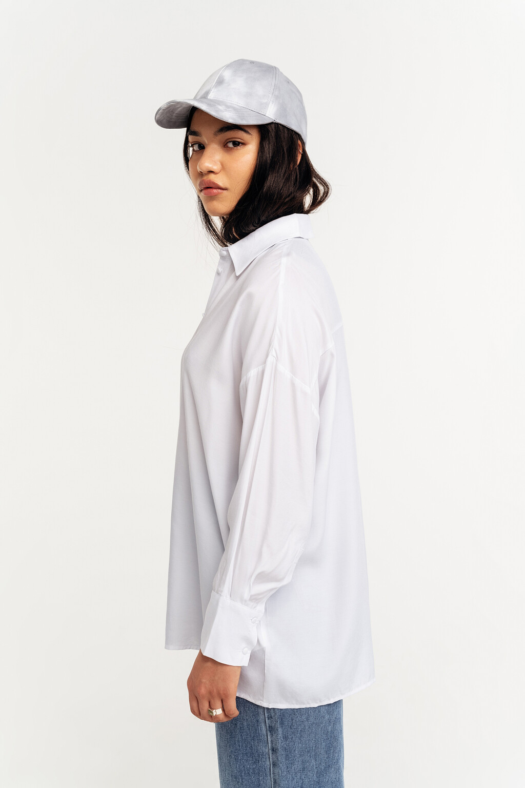 рубашка вискозная oversize - цвет белый - 3