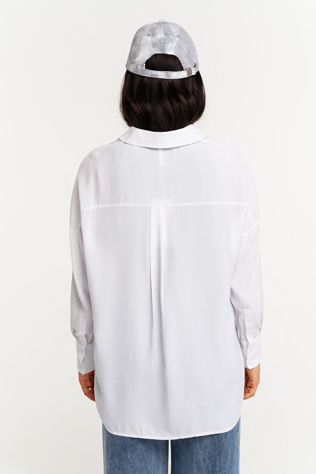 рубашка вискозная oversize - цвет белый - 4