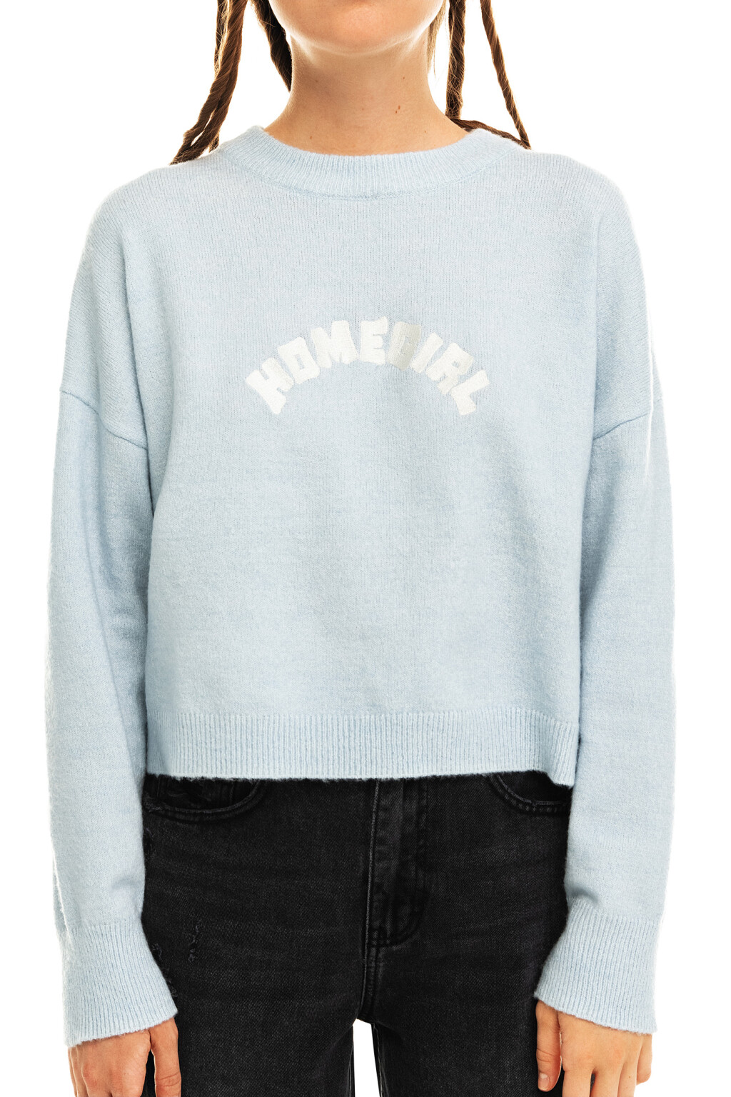 джемпер вязаный с вышивкой - цвет голубой - 5